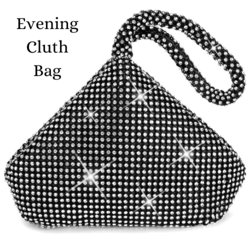 Women's Rhinestone Evening Clutch Bag, Black